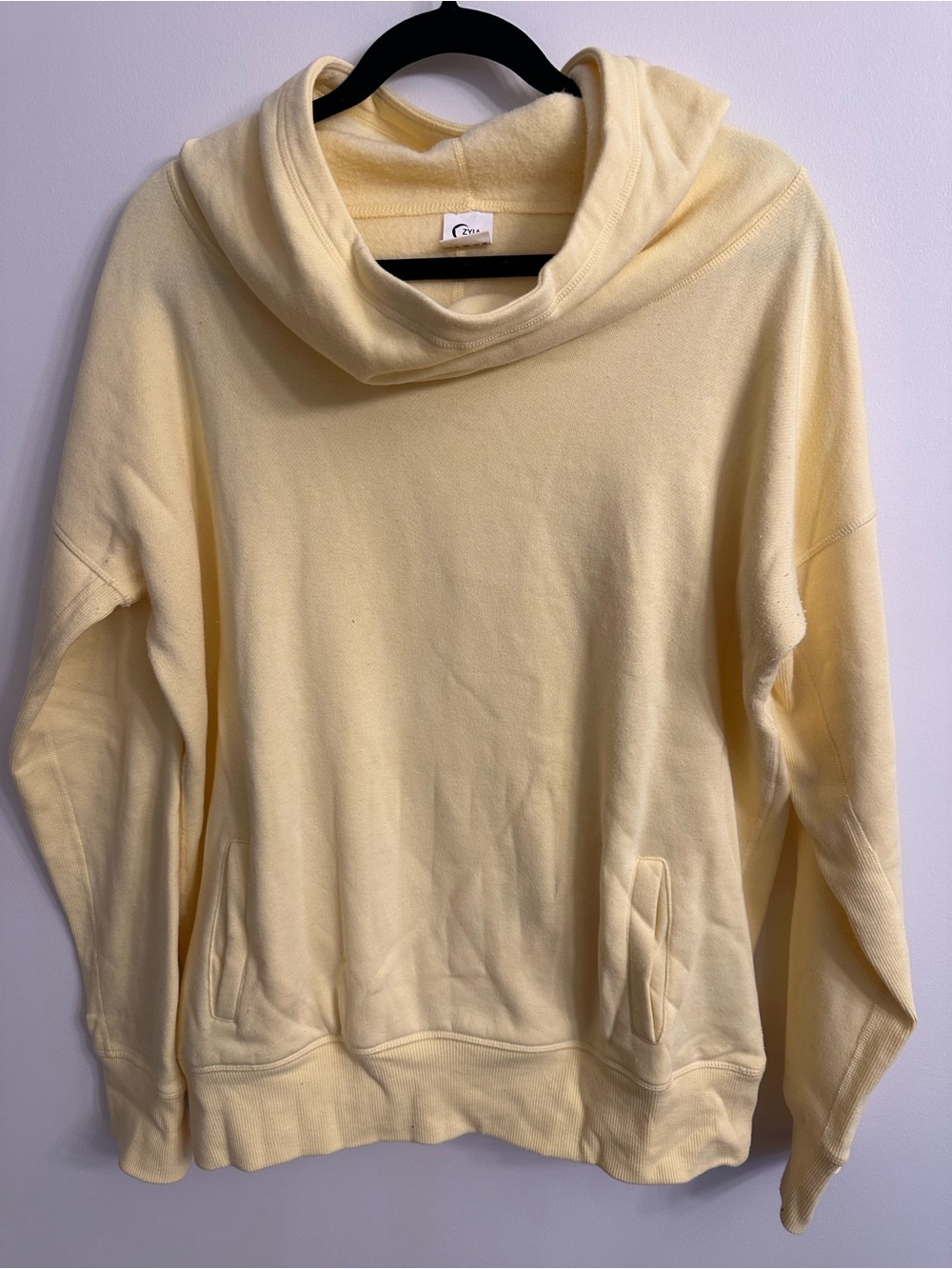 ZYIA Active Oh So Soft Cowl Neck Hoodie Butter Yellow M